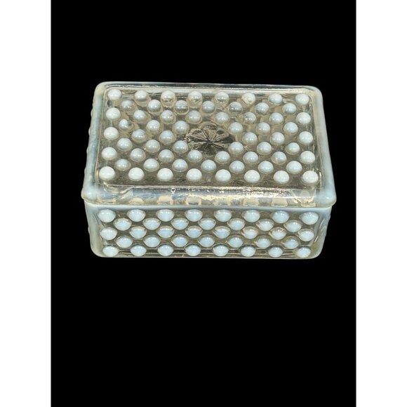 Vtg. Fenton Moonstone Hobnail Trinket Cigarette Vanity Box & Lid Opalescent - Picture 9 of 9